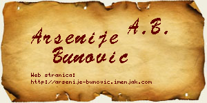 Arsenije Bunović vizit kartica